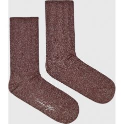 Tommy Hilfiger - Skarpetki. Brązowe skarpetki damskie TOMMY HILFIGER, bez wzorów. W wyprzedaży za 24,90 zł.