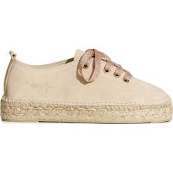 Espadryle MANEBI HAMPTONS. Brązowe espadryle damskie Manebi, bez wzorów, ze skóry, bez obcasa. W wyprzedaży za 424,00 zł.