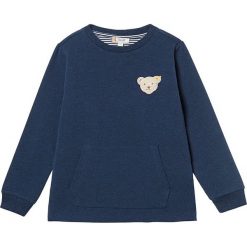 Bluza w kolorze granatowym. Niebieskie bluzy niemowlęce Steiff, z aplikacjami, bez rękawów, bez kaptura. W wyprzedaży za 85,95 zł.
