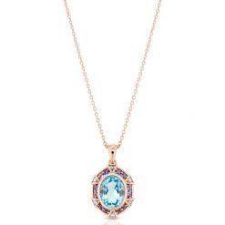 Łańcuszki męskie: Wyjątkowy Złoty Wisiorek – złoto różowe 585, Blue topaz