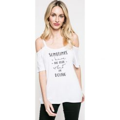 Answear - Top UR Your Only Limit. Szare topy damskie marki ANSWEAR, l, z nadrukiem, z dzianiny, z okrągłym kołnierzem. W wyprzedaży za 34,90 zł.