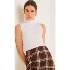 Mango - Top Elara. Białe bluzki damskie Mango, m, bez wzorów, z elastanu, casualowe, z golfem, bez rękawów. W wyprzedaży za 39,90 zł.