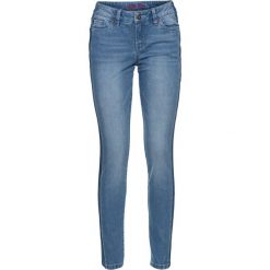 Dżinsy SKINNY bonprix niebieski "bleached". Niebieskie jeansy damskie marki bonprix, z jeansu. Za 49,99 zł.