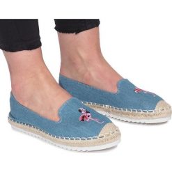 Niebieskie espadryle Flaming Jeans. Niebieskie espadryle damskie ButyModne, bez wzorów, z jeansu, bez obcasa. Za 66,79 zł.