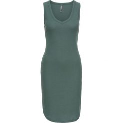 Sukienka shirtowa bonprix zielony. Zielone sukienki damskie bonprix, bez wzorów, z dekoltem w serek, bez rękawów. Za 37,99 zł.