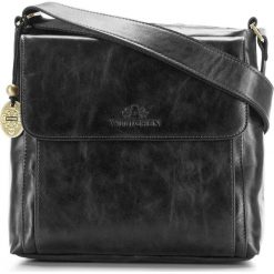 Torba 32-4-091-1. Czarne listonoszki damskie marki Wittchen, w paski, eleganckie, duże, bez dodatków. Za 699,00 zł.