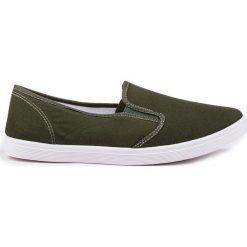 Trampki męskie: BUTY MĘSKIE TRAMPKI SLIP ON T109 – ZIELONE