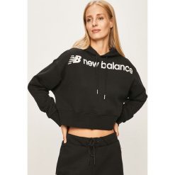 New Balance - Bluza. Czarne bluzy damskie New Balance, s, z nadrukiem, z elastanu, bez rękawów, z kapturem. W wyprzedaży za 239,90 zł.