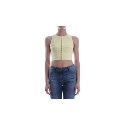 Bluzki Elisabetta Franchi TO01482E1. Żółte bluzki damskie Elisabetta Franchi, bez wzorów, bez kołnierzyka, bez rękawów. Za 284,85 zł.