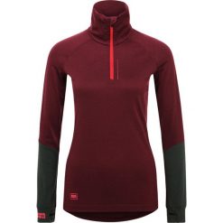Podkoszulki damskie: Mons Royale CHECKLIST 1/4 ZIP GEO Podkoszulki burgundy/forest green