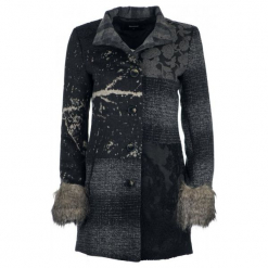Desigual Płaszcz Damski Charlotte 38 Ciemnoszary. Czarne płaszcze damskie marki Desigual. W wyprzedaży za 654,00 zł.