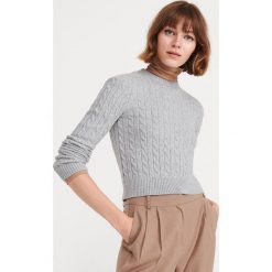 Sweter z warkoczowym splotem - Jasny szary. Szare swetry damskie Reserved, s, bez wzorów, ze splotem, bez rękawów, bez kaptura. Za 79,99 zł.