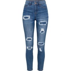 Dżinsy SKINNY z ozdobnymi przetarciami bonprix niebieski "stone”. Niebieskie jeansy damskie bonprix. Za 109,99 zł.
