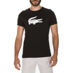 Lacoste Koszulka Czarny. Czarne podkoszulki męskie Lacoste, l, z nadrukiem, z bawełny, bez kołnierzyka, z krótkim rękawem, krótkie. Za 180,95 zł.