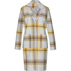 Płaszcz bonprix jasnoszaro-żółto-szary. Szare kurtki damskie marki bonprix, bez wzorów, eleganckie, długie, bez kaptura. Za 139,99 zł.