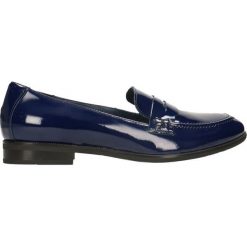 Mokasyny GELA. Niebieskie mokasyny damskie marki Gino Rossi, ze skóry, eleganckie, na obcasie. Za 249,90 zł.