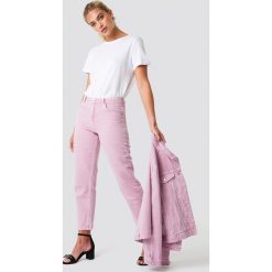 MANGO Jeansy Malva - Pink. Różowe spodnie z wysokim stanem Mango, z jeansu. Za 161,95 zł.