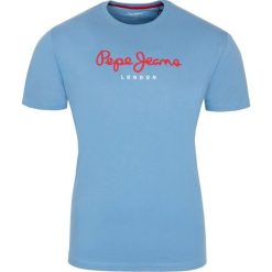 T- shirt Pepe Jeans. Niebieskie koszulki męskie xl, bez wzorów, z jeansu, bez kołnierzyka, bez rękawów. Za 99,00 zł.