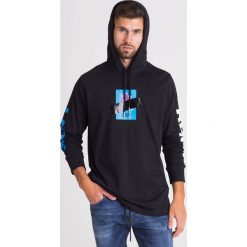 CZARNY LONGSLEEVE DIESEL Z KAPTUREM. Czarne t-shirty męskie Diesel, s, z nadrukiem, z bawełny, z kapturem. Za 199,50 zł.