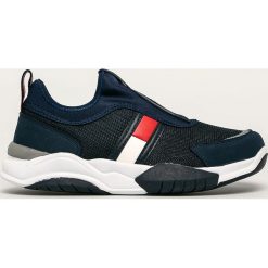 Tommy Hilfiger - Buty. Niebieskie trampki chłopięce TOMMY HILFIGER, bez wzorów, z gumy, sportowe, z okrągłym noskiem, bez zapięcia. W wyprzedaży za 269,90 zł.