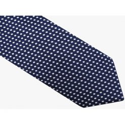 Granatowy krawat w białe prostokąty D42. Niebieskie krawaty męskie Modini Moda Męska, na co dzień, bez wzorów, z tkaniny, casualowe. W wyprzedaży za 49,50 zł.