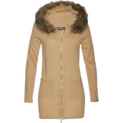 Kardigany damskie: Sweter rozpinany ze sztucznym futerkiem bonprix cappuccino