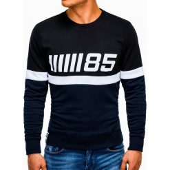 Bluza męska z nadrukiem B934 - granatowa. Niebieskie bluzy męskie Ombre Clothing, s, z nadrukiem, z bawełny, klasyczne, z okrągłym kołnierzem, bez rękawów, bez kaptura. Za 49,00 zł.