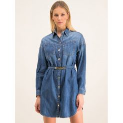Sukienka jeansowa Pinko Emily PE20 PDEN 1J10E5 Y5X7. Niebieskie sukienki damskie Pinko, bez wzorów, z bawełny, bez kołnierzyka, bez rękawów. W wyprzedaży za 979,00 zł.