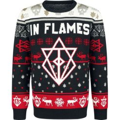 In Flames Holiday Sweater 2018 Sweter z dzianiny czarny/biały/czerwony. Białe swetry klasyczne męskie In Flames, xl, z dzianiny, z okrągłym kołnierzem. Za 199,90 zł.