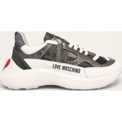Love Moschino - Buty. Szare buty sportowe damskie Love Moschino, bez wzorów, ze skóry, sportowe. W wyprzedaży za 699,90 zł.