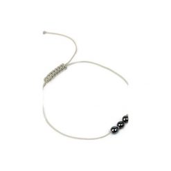 Bransoletka Hematyt Sznurek srebro. Szare bransoletki damskie Brazi druse jewelry, z nylonu, z hematytem, srebrne. Za 70,00 zł.
