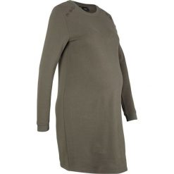 Sukienka ciążowa dresowa bonprix ciemnooliwkowy. Zielone sukienki dresowe marki bonprix, moda ciążowa, z długim rękawem, długie, maxi. Za 54,99 zł.