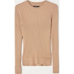 Sweter z prążkowanej dzianiny z wiskozą - Beżowy. Brązowe swetry damskie Mohito, s, bez wzorów, z wiskozy, bez rękawów, bez kaptura. Za 79,99 zł.