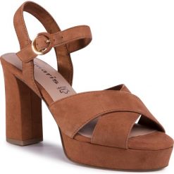 Sandały TAMARIS - 1-28083-34 Nut 440. Pomarańczowe klapki damskie Tamaris, bez wzorów, ze skóry, bez obcasa, na obcasie. Za 239,00 zł.