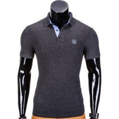KOSZULKA MĘSKA POLO BEZ NADRUKU S837 - GRAFITOWA. Szare koszulki męskie Ombre Clothing, s, z nadrukiem, klasyczne, bez rękawów. Za 29,00 zł.