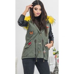 CANADA KAMIZELKA PARKA MEGA FUTRO ŻÓŁTE XS. Żółte parki damskie LIGARI, na jesień, xs, z aplikacjami, z bawełny, bez kaptura. Za 189,00 zł.