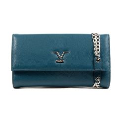 Skórzana kopertówka w kolorze morskim - (S)26,5 x (W)13 x (G)7 cm. Niebieskie kopertówki damskie V Italia by Versace, w paski, ze skóry, na ramię, bez dodatków. W wyprzedaży za 399,95 zł.