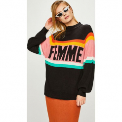 Answear - Sweter. Szare swetry klasyczne damskie marki ANSWEAR, w paski, z materiału, średnie. Za 149,90 zł.