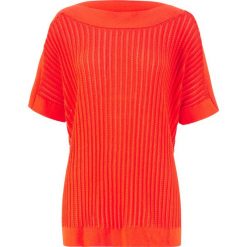 Sweter oversize bonprix czerwona pomarańcza. Pomarańczowe swetry damskie bonprix, bez wzorów, bez rękawów, bez kaptura. Za 32,99 zł.