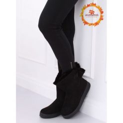 Śniegowce emusy czarne LV70P BLACK. Czarne botki dziewczęce obuwie damskie, przed kolano, bez zapięcia. Za 108,99 zł.