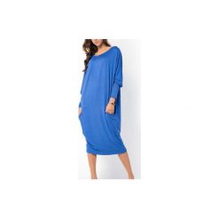 SUKIENKA NONE | LUŹNA KIMONO KOBALTOWA NIEBIESKA. Niebieskie sukienki z falbanami marki Meleksima, l, z materiału, midi, oversize. Za 132,30 zł.