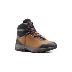 Buty trekkingowe wysokie TREK 100 skórzane damskie. Różowe buty trekkingowe damskie FORCLAZ. Za 399,99 zł.