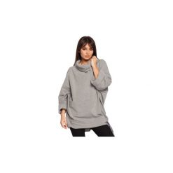 Bluzy Be B027 Bluza oversize z kominem. Szare bluzy damskie marki BE, bez wzorów, bez rękawów, bez kaptura. Za 135,00 zł.