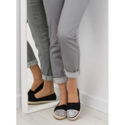 Espadryle damskie czarne BARCA. Czarne espadryle damskie FunKee.pl, z aplikacjami, z zamszu, bez obcasa. Za 83,99 zł.