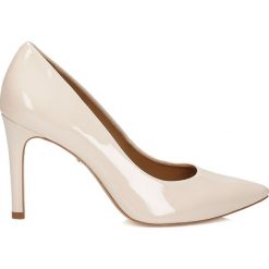 Kremowe czółenka damskie. Białe czółenka peep toe marki Kazar, ze skóry, na wysokim obcasie, na obcasie. Za 469,00 zł.