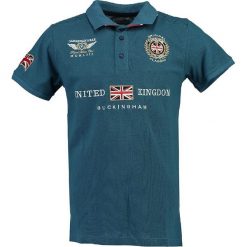 Koszulka polo w kolorze morskim. Niebieskie koszulki polo męskie Canadian Peak, s, z nadrukiem, z bawełny, polo, bez rękawów. W wyprzedaży za 98,95 zł.