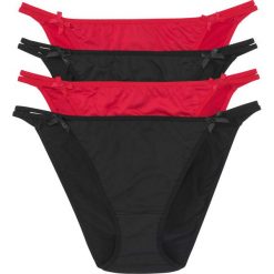 Figi: Figi „tanga” z mikrofibry (4 pary) bonprix czarno-czerwony