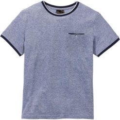 T-shirt z kieszonką na piersi bonprix ciemnoniebiesko-biały melanż. Niebieskie koszulki męskie bonprix, s, bez wzorów, bez kołnierzyka, bez rękawów. Za 44,99 zł.