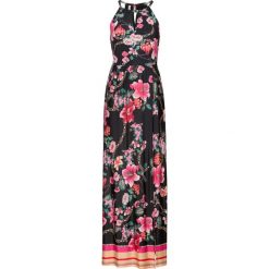 Długa sukienka w kwiaty bonprix czarno-różowy w kwiaty. Czarne sukienki damskie bonprix, w kwiaty, bez kołnierzyka, z długim rękawem, długie, maxi. Za 149,99 zł.