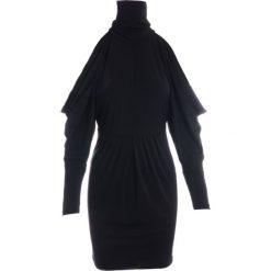 Sukienka - 46-2468 NERO. Czarne sukienki damskie Unisono, na spotkanie biznesowe, s, bez wzorów, z elastanu, eleganckie, z golfem, z długim rękawem, długie, ołówkowe. Za 79,00 zł.